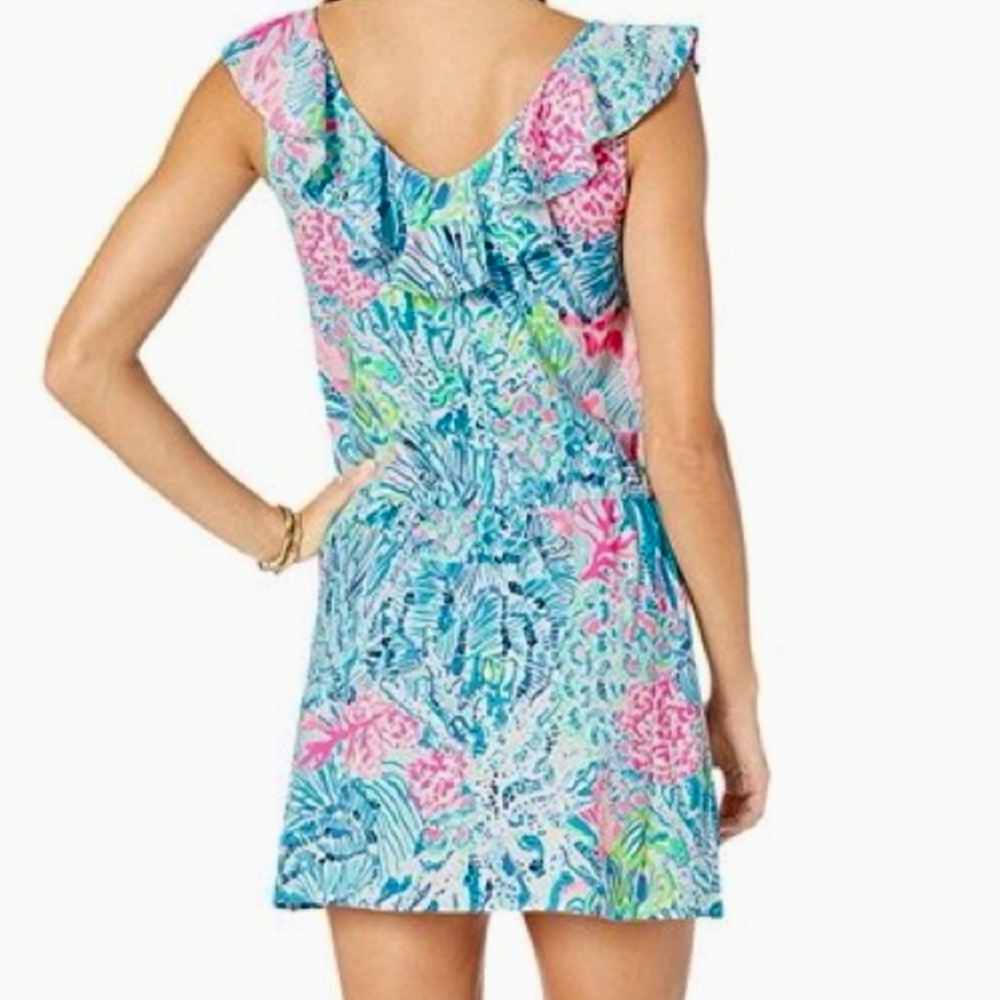 Lilly Pulitzer Ruffled Alessa Romper Multi Sink or Swim - Picture 2 of 8